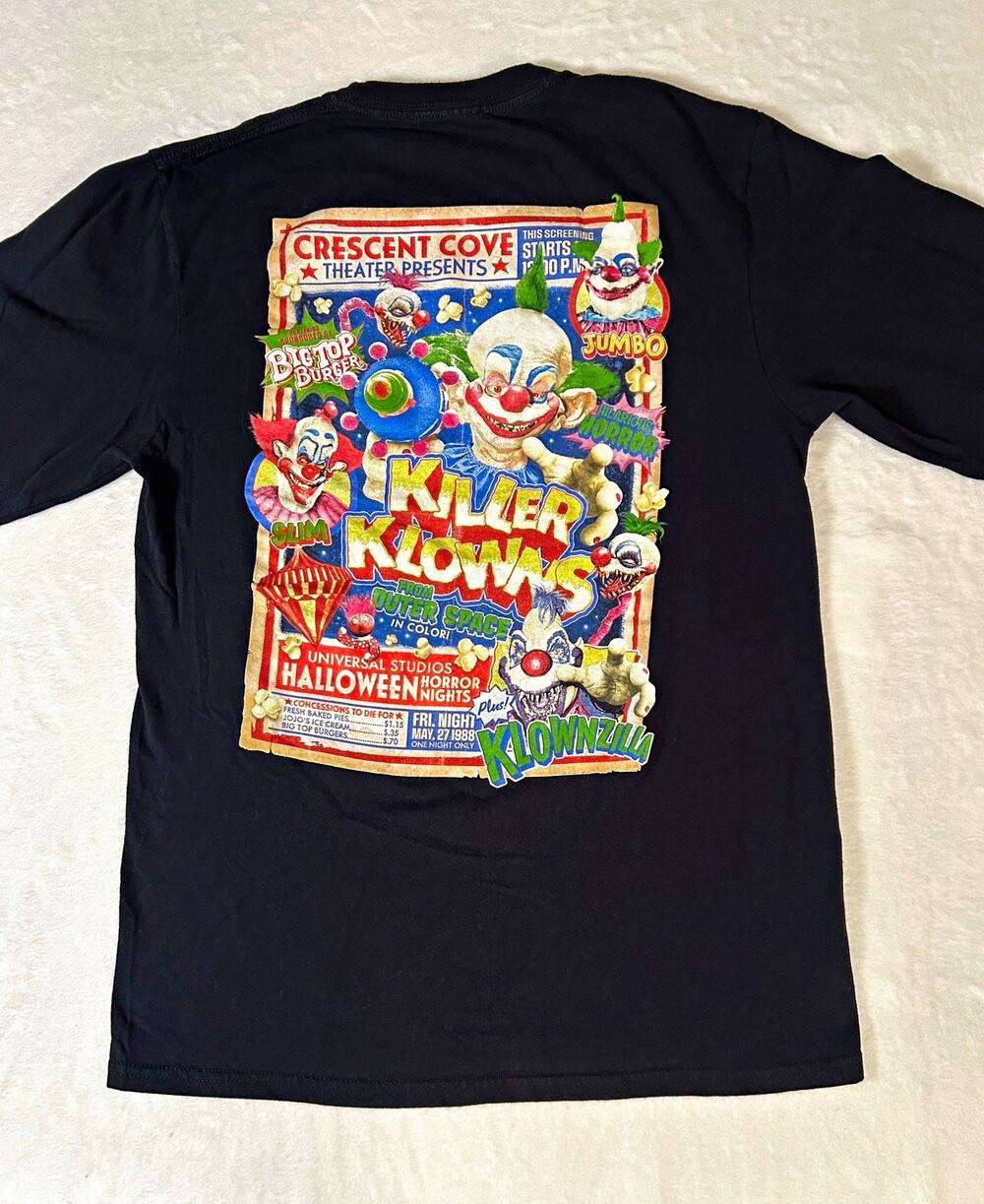 Universal Studios HHN Killer Klowns Graphic Long Sleeve Crew Tee Black Medium